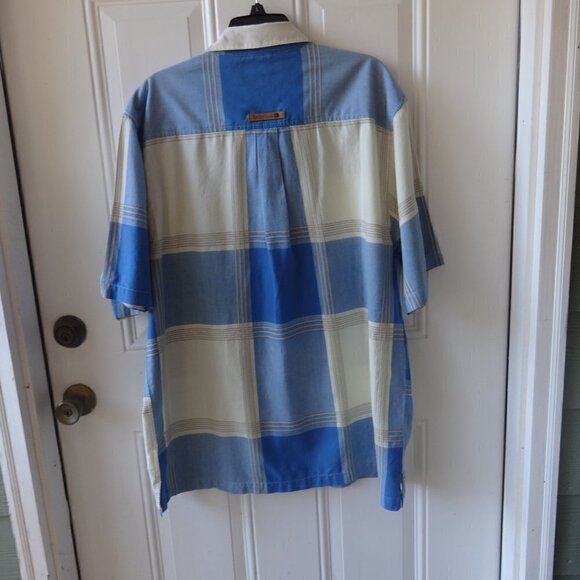 Timberland single stitch men's short sleeve shirt XL blue and cream, like new - Picture 3 of 11